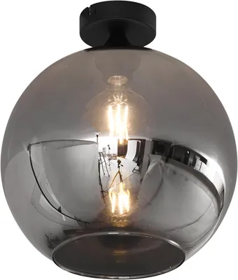 Zdjęcie produktu dla QAZQA – Art Deco Art Deco – lampa sufitowa I lampa sufitowa I lampa I oprawa oświetleniowa czarna z dymionym szkłem – Sandra I salon I sypialnia – kulista I kulista – przystosowana do żarówek LED E27
