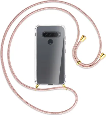 Produktbild von Handykette Backcover-Schutzhülle mit Band (Metall goldfarben) für LG G8S ThinQ - roségold