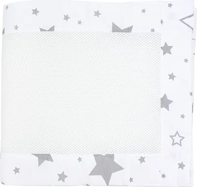 Image de TupTam Barreaux Protection Filet Lit Bébé Coussin 3D Mesh 2 Pack, Couleur : Grandes étoiles Gris/Blanc, Dimension : environ 128 x 30 cm (pour lit bébé 140x70)