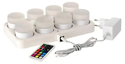 Produktbild von Duni 8er LED Mini Lamp -Set 186495 Multicolor inkl. Fernbedienung und 8er Ladestation (Produktionsdatum 2025)
