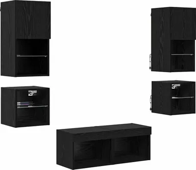 Immagine prodotto di vidaXL - 8 supporti per TV, neri, effetto legno di quercia, materiale composito