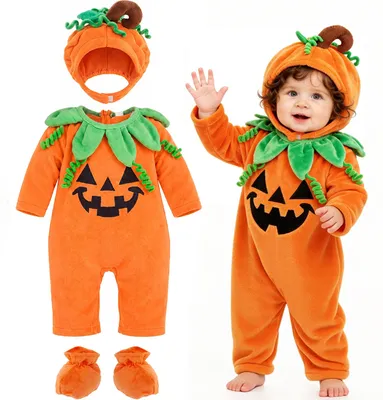 Obrázek produktu pro Dětský kostým, celkový overal s kloboukem a botkami, téma: Halloween, velikost pro novorozence, kostým pro miminka