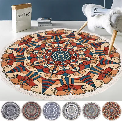 Obrázek produktu pro Pratelný obývací koberec, kulatý, 160 cm, vintage marocký koberec ve stylu boho do ložnice nebo dětského pokoje