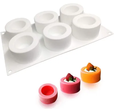Produktbild von Silikonform für Desserts & Kuchen, 6 Kavitäten, antihaftbeschichtet, hitzebeständig -40°C bis 230°C, 29x17x4.1cm