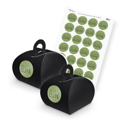 Produktbild von itenga SET Alles GUTE (Motiv 20) 24x Geschenkschachtel mit Griff schwarz + Stick
