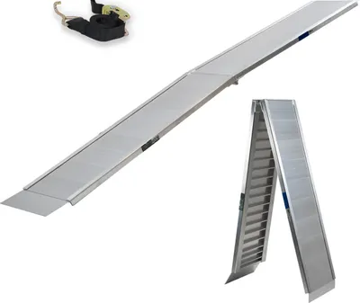 Produktbild von TRUTZHOLM 1 x Auffahrrampe klappbar 307 cm extra lang 450 kg Alu grau geriffelt Motorradrampe