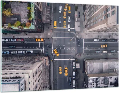 Produktbild von Bilder auf glas - New York Straße - 120x80cm - Glasbilder - Wandbilder - Kunstdruck - zum Aufhängen bereit - Wanddekoration aus Glas - Glas Bilder - Wandbild auf Glas - Einteilig - GAA120x80-3429