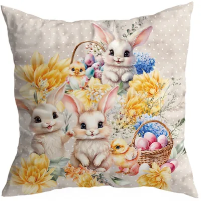 Image de HomeView Housse de coussin décorative Pâques Lapin 40x40cm