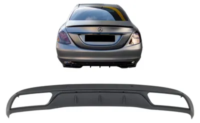 Produktbild von Diffusor für Mercedes C W205 S205 14-18 C63 Look Schwarz nur für Standardstoßstange.