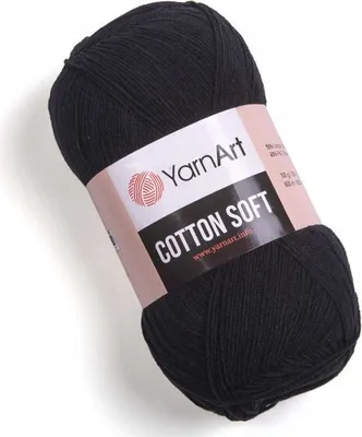 Produktbild von YarnArt Baumwolle Soft 53 Schwarz – Weiches, atmungsaktives Baumwollgarn für Sommerprojekte, Amigurumi und Babykleidung – 100g / 600m