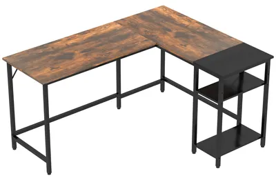 Immagine prodotto di Scrivania da Ufficio ad Angolo Porta PC 150x120x75 cm in Legno e Metallo  Nera e Marrone