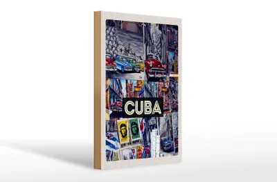 Produktbild von Holzschild Reise 20x30cm Cuba Karibik Freiheit Stadt Gemälde