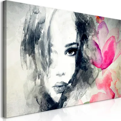 Zdjęcie produktu dla Fototapeta ścienna mega XXXL portret kobiety 250x125 cm jednoczęściowa XXL format druk artystyczny do samodzielnego montażu obrazy na płótnie nowoczesne obrazy DIY dekoracja ścienna dekoracja domu abstrakcyjne kwiaty h-B-0012-ak-e