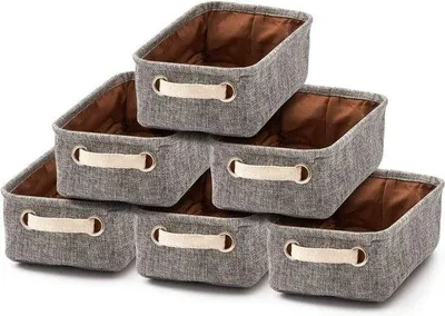 Immagine prodotto di Scatole portaoggetti grigie, 6 pezzi, pieghevoli, 30x18x10 cm, per la cameretta dei bambini