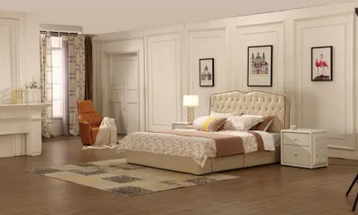Produktbild von Modernes Design Hotel Betten Bett XXL Luxus Doppel Leder Chesterfield 180x200cm