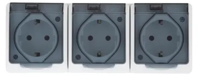 Obrázek produktu pro třícestná zásuvka bílá, povrchová, odolná proti vlhkosti IP44 16A 250V