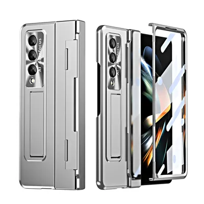 Obrázek produktu pro Pouzdro pro Samsung Galaxy Z Fold 3 5G, galvanizované ochranné pouzdro se stojánkem, s ochranou displeje a objektivu Stříbro