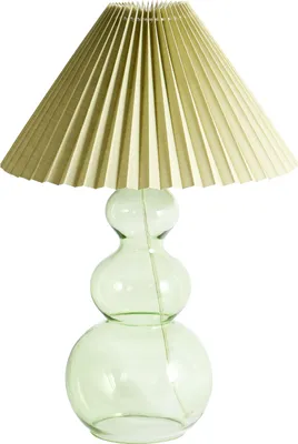 Obrázek produktu pro BELIANI Stolní lampa se zeleným skleněným podstavcem látkové stínidlo ložnice obývací pokoj moderní styl