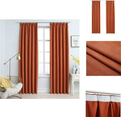 Immagine prodotto di vidaXL Tende oscuranti con ganci 2 pz. Marrone ruggine 140x175 cm - Tende e tendaggi