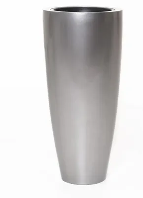 Produktbild von VIVANNO Pflanzkübel Fiberglas CITY Rund, Silbermetallic metallic hochglanz - 37x80 cm