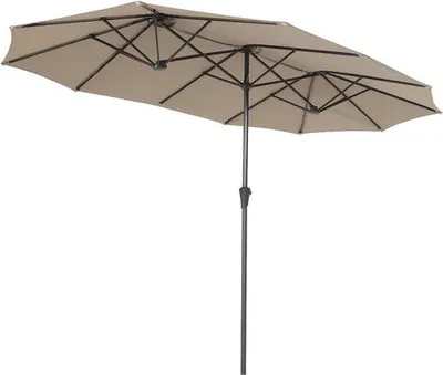 Obrázek produktu pro Velký dvojitý slunečník 220 × 400 cm s popruhovým systémem – odolný proti větru, stabilní a s UV ochranou pro terasu, balkon a zahradu