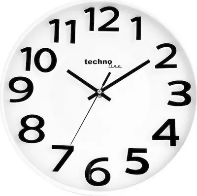 Produktbild von Technoline WT 4100, Wand, Quarzuhr, Rund, Weiß, Kunststoff, Akku