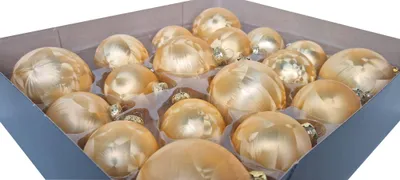 Produktbild von JACK by Thüringer Glas Weihnachtsbaumkugeln Glas Eislack 18 tlg. Set 3 Kugelgrößen Farbauswahl inkl. Haken, Farbe:Gold