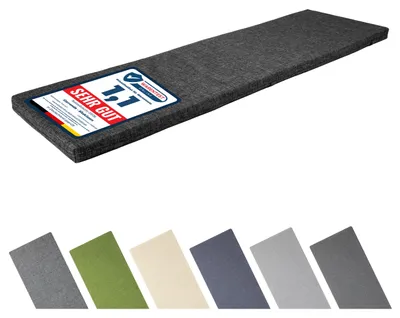 Produktbild von Garronda Bankauflage 120x40 cm ca. 4 cm dick Sitzkissen Outdoor für Gartenbank und Hollywoodschaukel Polster Auflage für Sitzbank wasserabweisend UV-beständig mit Bändern GD-0220 Schwarz