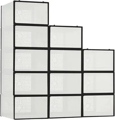 Obrázek produktu pro Krabičky na boty, stohovatelné provedení, průhledný materiál, černá barva