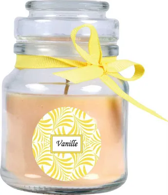 Obrázok produktu pre Vonná sviečka s nápisom "Vanilla" v cukrovej nádobke, 120 g vosku - doba horenia cca 30 hodín, sviečka v nádobke v darčekovom balení