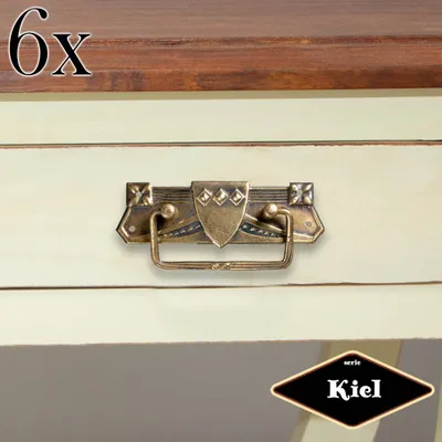 Produktbild von Schubladengriff mit Griff, Eisen in Messing patiniert, Serie "Kiel", 6er Pack