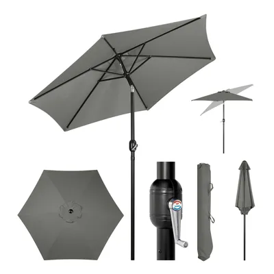 Produktbild von WOLTU Sonnenschirm, Strandschirm UV-beständig, 45° knickbar, Dunkelgrau, 240cm