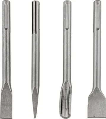 Produktbild von SDS Max Meißel 250 mm Set 4 Stück Kanal Spitz Flach Breit Spatmeißel