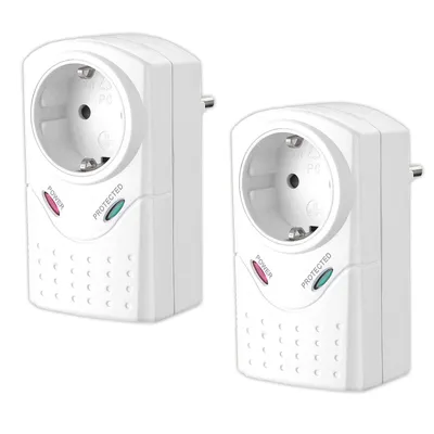 Produktbild von 2x Steckdosenadapter Überspannungsschutz Max. 3380 Watt Mit Kindersicherung Blitzschutz Geräteschutz Steckdose