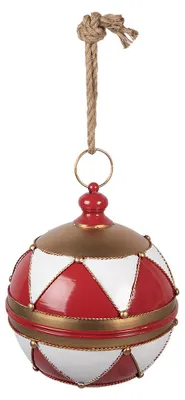 Image de Clayre & Eef Figurine de décoration de Noël Boule de Noël Ø 31x36 cm Rouge Métal