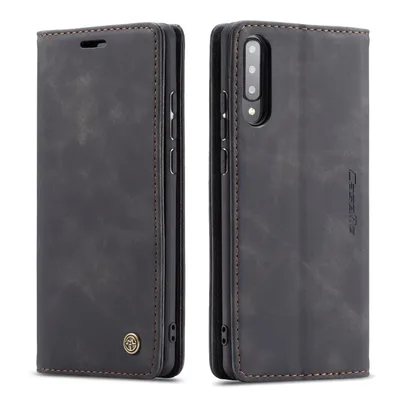 Produktbild von Galaxy A70s Hülle, Retro Kunstledertasche, Kartenfächer, Standfunktion Schutzhülle für Samsung Galaxy A70 / A70S Schwarz