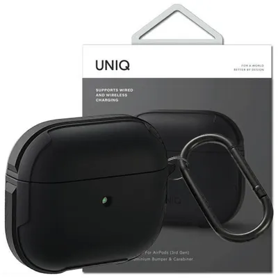 Produktbild von Uniq Etui Valencia Airpods 3 Czarny/Midnight Black Antimikrobiell
