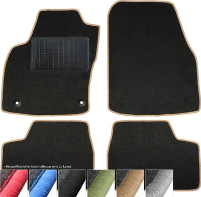 Produktbild von Fußmatten Auto Velours Autoteppiche Schwarz Automatten Set 4-teilig passend für Lexus ES 300 1991-1997 (Beige - Ziernähte)