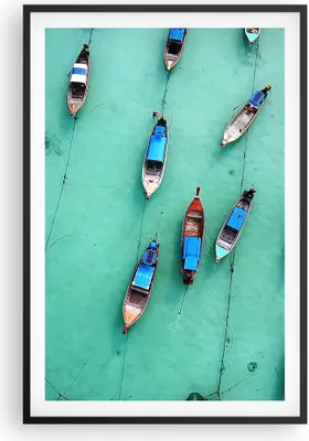 Produktbild von Gerahmtes Poster - Schwarzer Rahmen - Boote mit Luft - 61x91,5 cm - Wand Bild - Wanddeko - Wandbilder - Kunstposter - Wandposter - Bilderrahmen - Bilder - Kunstdruck - Wandbild - P2BPA61x91-4362