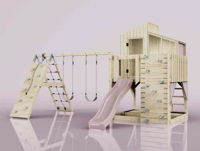 Produktbild von OutdoorToys Spielturm Finn aus Holz in Rosa Kinderschaukel