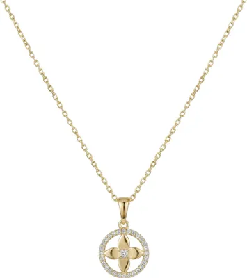 Produktbild von 375 Echtgold Halskette mit Kleeblatt Anhänger und Zirkonia Damen
