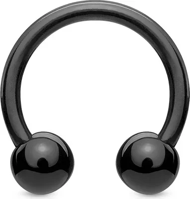 Produktbild von viva-adorno 1 Stück 1,2x10x4mm Universal Hufeisen Piercing Kunststoff mit UV Kugeln Septum Lippe Augenbraue Nase Piercing Z292, schwarz