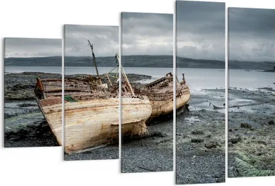 Produktbild von Bild auf Leinwand - Leinwandbild - Boot Wrack Ufer - 150x100cm - Wand Bild - Wanddeko - Wandbilder - Leinwanddruck - Bilder - Kunstdruck - Wanddekoration - Leinwand bilder - Wandkunst - EG150x100-3810