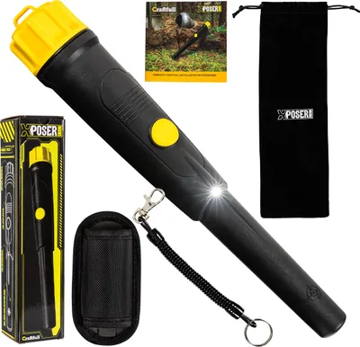 Produktbild von Craftfull Pinpointer XPoser Mini | Bis 11 cm Tiefe - Metalldetektor Zubehör - Wasserdicht bis 3 m - 360° Detection - 3 Warnmodi – Gürtelholster