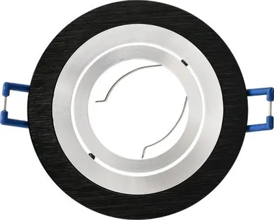 Image de Cadre d'encastrement GU10 orientable à 35° Ø75mm trou de perçage aluminium incl. douille GU10 pour ampoules LED, noir aluminium brossé, réglable,Rond