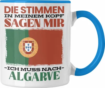 Produktbild von Trendation - Algarve Tasse Urlaub Heimat Geschenk Spruch Portgual Geschenkidee (Blau)
