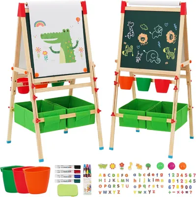 Productafbeelding van Kinderezel met magnetisch bord, gemaakt van hout, educatief speelgoed, groen
