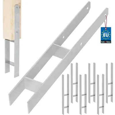 Produktbild von KOTARBAU® 6er Set H-Pfostenträger zum Einbetonieren 70mm / 600mm H-Anker aus galvanisch verzinkter Stahl Silber Pfostenanker Balkenschuhe Stützenfuß Pfostenschuh mit Betonanker Stahlträger Stahlanker