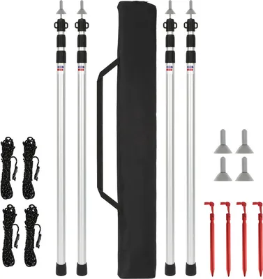 Zdjęcie produktu dla Aluminiowe teleskopowe kijki namiotowe Jopassy, regulowane kijki do namiotu, tarpu, markizy lub plandeki, długości od 87-234 cm, 4 szt