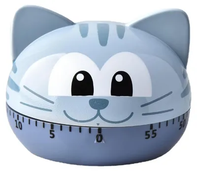 Mechanischer Timer mit Katzendesign, 55 Min., Countdown, Alarm, mehrfarbig
